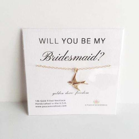 Will you Be My Bridesmaid? 14k Gold Filled Dove - Event Supply Shop
