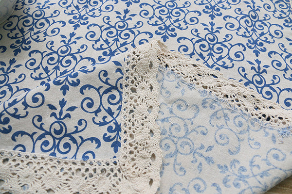 Blue and White Country French Wedding Tablecloth