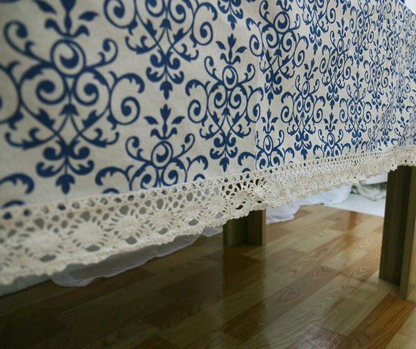 Blue and White Country French Wedding Tablecloth