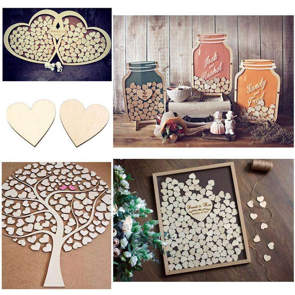 50 Blank Heart Wood Pieces - Event Supply Shop