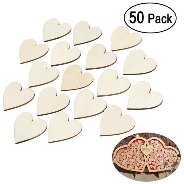 50 Blank Heart Wood Pieces - Event Supply Shop