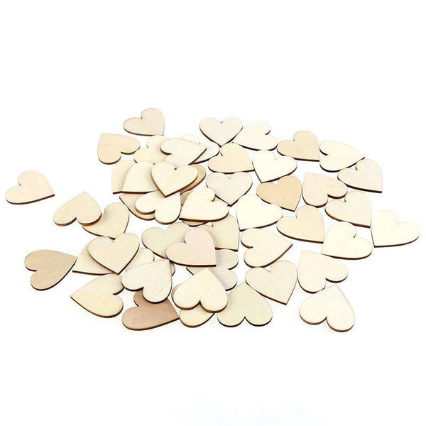 50 Blank Heart Wood Pieces - Event Supply Shop