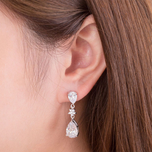 Teardrop Diamond Bridal Earrings - Event Supply Shop