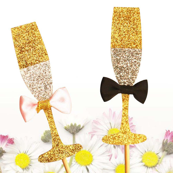Champagne Wine Glass Cake Toppers 20 count