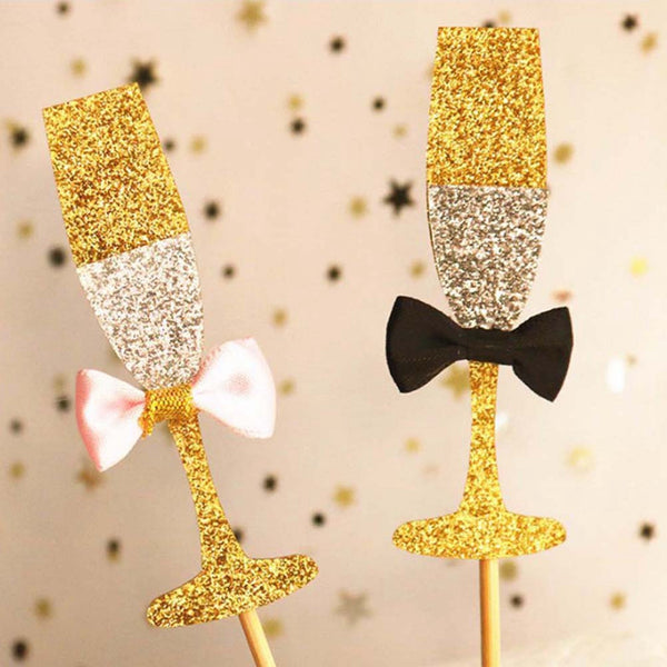 Champagne Wine Glass Cake Toppers 20 count
