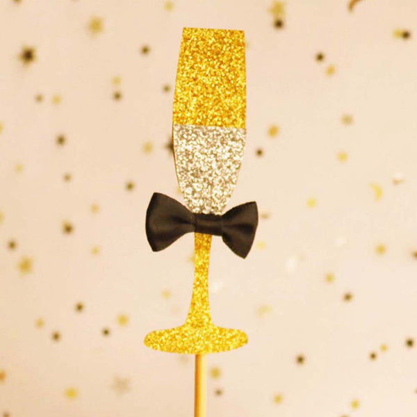Champagne Wine Glass Cake Toppers 20 count