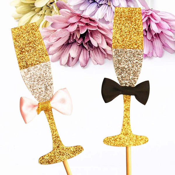 Champagne Wine Glass Cake Toppers 20 count