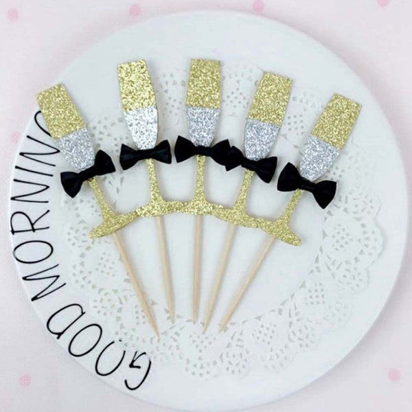 Champagne Wine Glass Cake Toppers 20 count