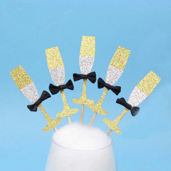 Champagne Wine Glass Cake Toppers 20 count
