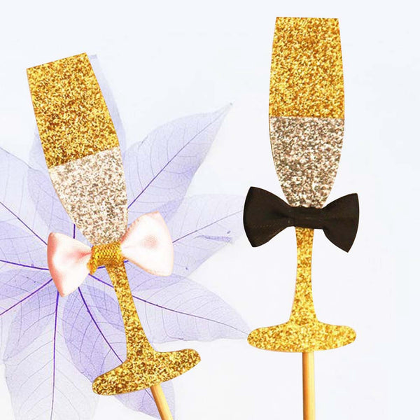 Champagne Wine Glass Cake Toppers 20 count