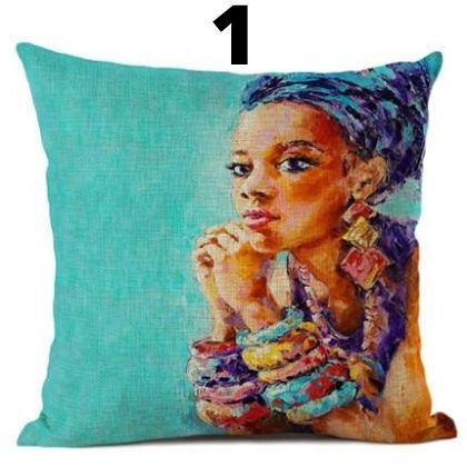 Fashion African Lady Cushion Cover