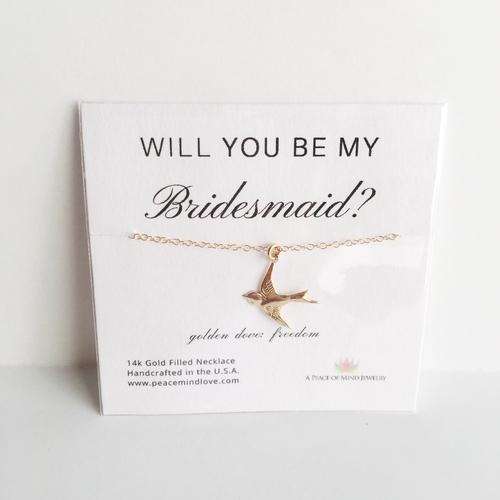 Will you Be My Bridesmaid? 14k Gold Filled Dove - Event Supply Shop