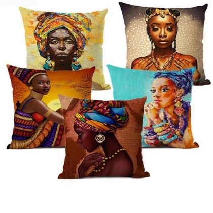 Fashion African Lady Cushion Cover