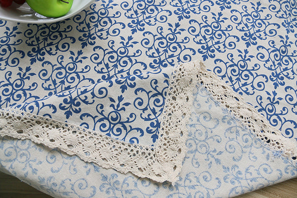 Blue and White Country French Wedding Tablecloth