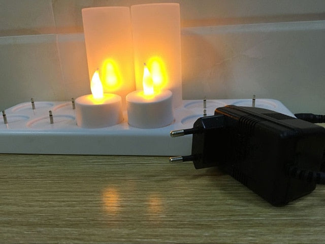 thumbnail interactive-video image 1 of BlueDot Trading 6pk Rechargeable Flicker Flameless LED Tealight Candles W/ Charger 1 of 4