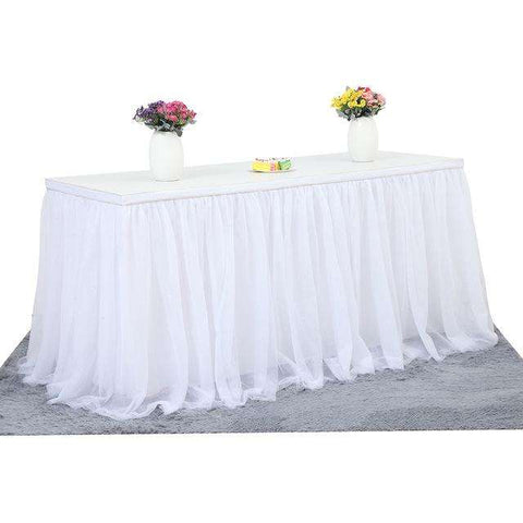 Tulle Table Skirt White Rose Blush or Blue - Event Supply Shop