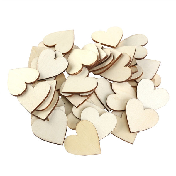 50 Blank Heart Wood Pieces - Event Supply Shop