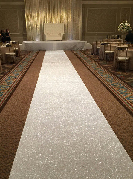 Hand Stitched White Sequin Aisle Runner - Event Supply Shop
