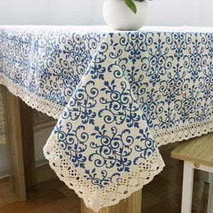 Blue and White Country French Wedding Tablecloth