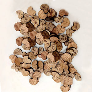 100 Wood Heart Pieces