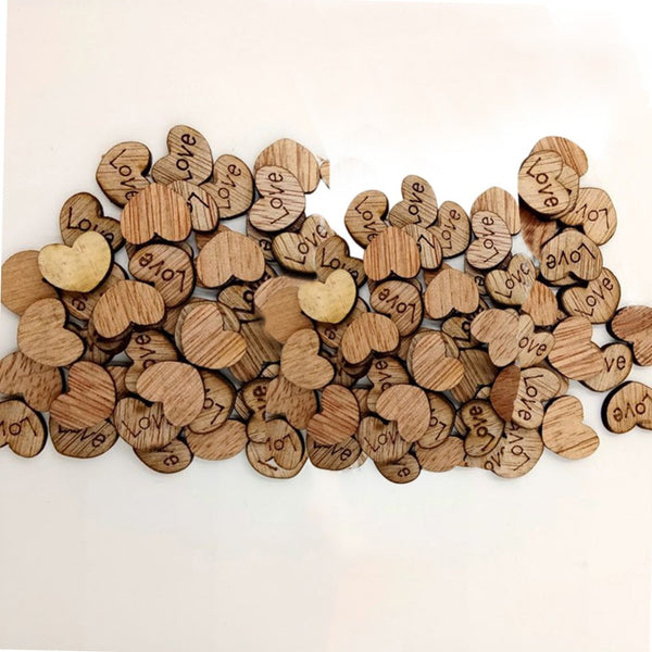 100 Wood Heart Pieces