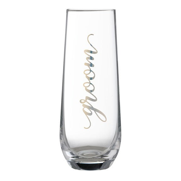 Groom Stemless Champagne Glass