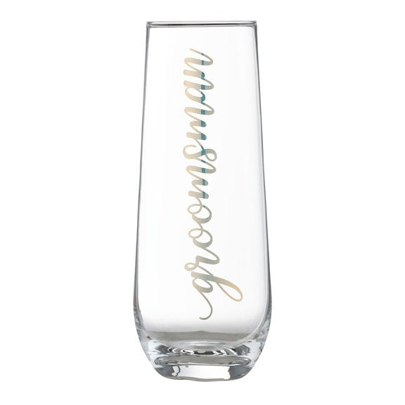 Lillian Rose Gold "Groomsman" Stemless Champagne Glass