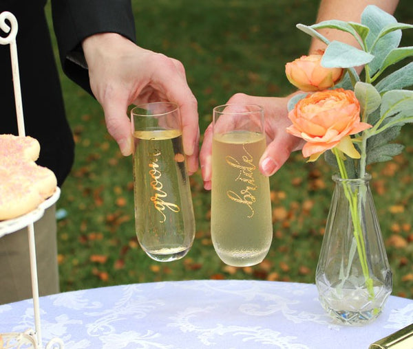 "Bride" Stemless Champagne Glass